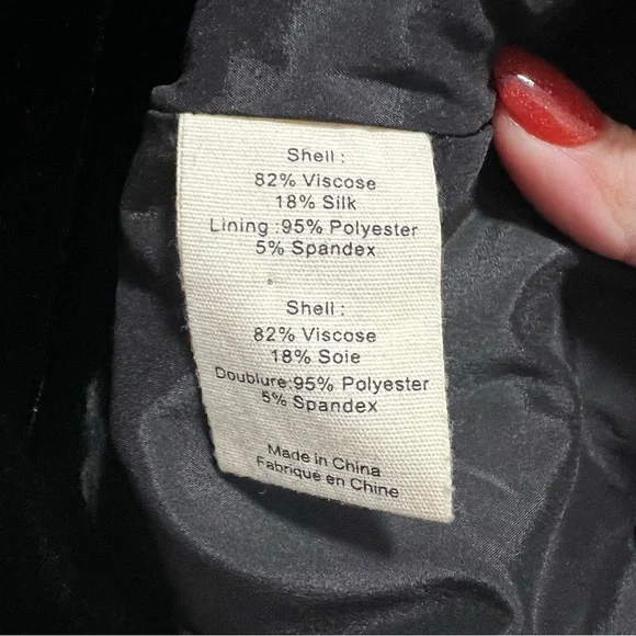 L’AGENCE Chamberlain Velvet Blazer Jacket Black - Picture 10 of 11